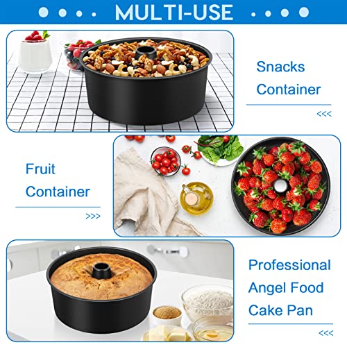 Image of TeamFar 10 Inch Angel Food Cake Pan, Non-Stick Coating Stainless Steel Core Pound Cake Pan with Tube, Healthy & Heavy-Duty, One-piece & Hollow Design, Release Easily & Easy Clean, Set of 2