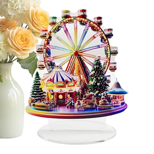 Ornement grande roue de Noël acrylique 2D pour décoration sapin et table fête