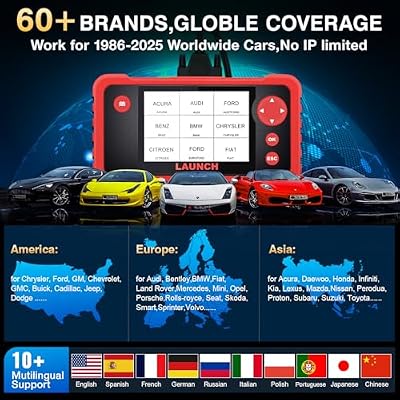 LAUNCH CRP123 V2.0 OBD2 Scanner-2026 محرك الطراز الجديد/ABS/SRS/أداة المسح التشخيصي لناقل الحركة قارئ رمز الوسادة الهوائية SRS،3 إعادة ضبط خدمة الزيت/إعادة تعلم الخانق/إعادة ضبط SAS،تحديث مجاني مدى الحياة