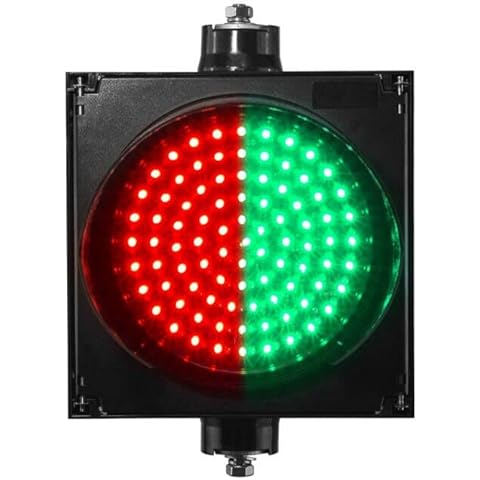 BBMi 8inch Red and Green 2 in 1 Traffic Light, Stop and Go LED Light, Black PC Housing Clear Lens Traffic Lamp, Outdoor Waterproof IP65 Industrial LED Traffic Stop Light (85-265V AC). Cover