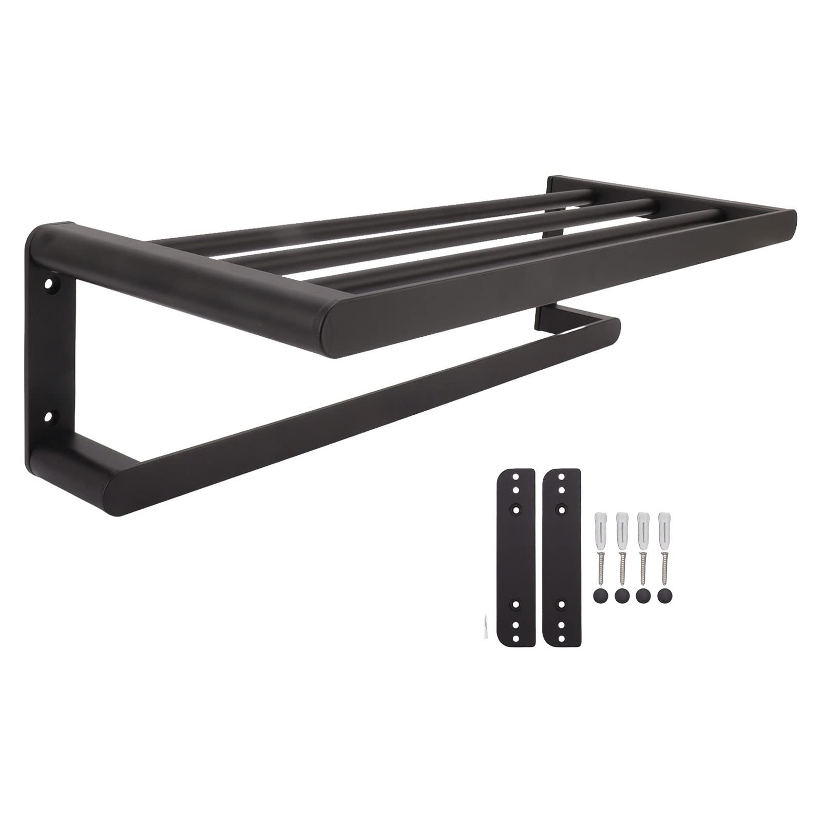 Półki łazienkowe Wieszak na ręczniki łazienkowe Space Aluminiowa półka na ręczniki do montażu na ścianie Wiertarka czarna (Black 50cm)