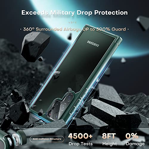 Tocol For Samsung Galaxy S22 Ultra Case, Translucent Matte Hard Back [Military Grade Shockproof] [Anti-Scratch & Anti-Fingerprint] Slim Fit Protective Cover For Galaxy S22 Ultra Case 6.8'', Green #TOP2