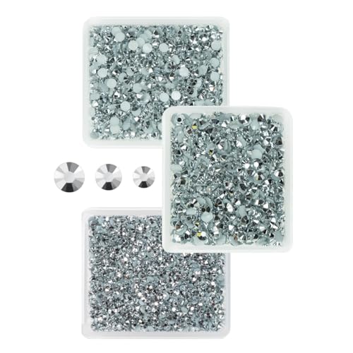 qiipii Metallic Silver Resin Rhinestones for Crafting 3mm 4mm 5mm Flatback Stones No-Hotfix Diamonds Crystals Gems Charms for Nails Face Eyes Makeup Body Tumblers Bottles Mugs DIY Crafts Shoes Clothes