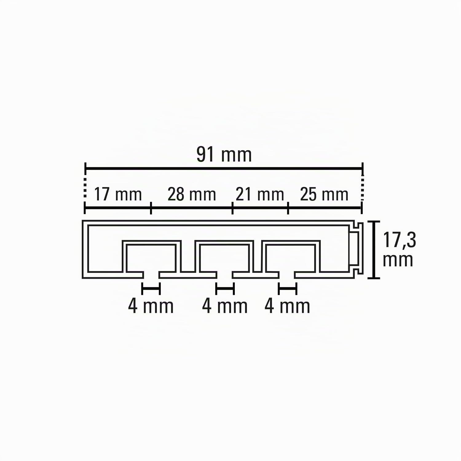 Gardinia Rail pour Rideaux GE3 avec Montage sur châssis, 3 Rails, Plastique, 150 cm, Blanc
