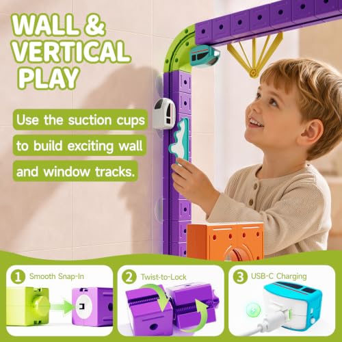 178Pcs Electric Train Set for Kids 3, Magic Rail Block Track, Storage Bag by NAUGHTY PANDA - Used condition - Image 4