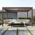 Kingdura Louvered Pergola 10'x10', Outdoor Pergola with Adjustable Louvered Roof, Reinforced Aluminum Frame Hardtop Gazebo for Patio Garden Deck Backyard, Wood Grain