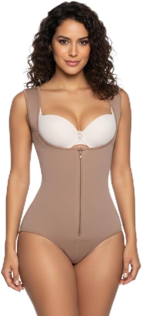 Colombian Faja 1025 Body Shaper - High Compression Postpartum Shapewear Bodysuit Tummy Control Wide Straps
