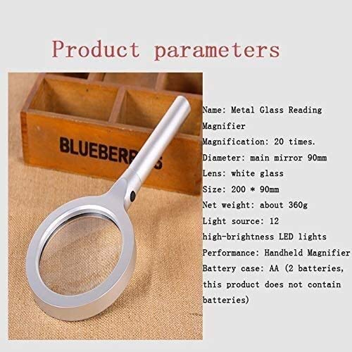 Lupas de Mano Mini Lupa 20X Lámpara LED con una Lupa Circular de Mano para Personas Mayores con Baja visión para Leer