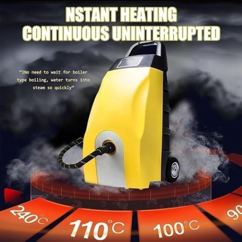 3000W High-Pressure Commercial Steam Cleaner - Portable 3.5L Steam Engine for Kitchen Grease, Carpets, Home & Car Washing, AC Cleaning with Accessories (Yellow)