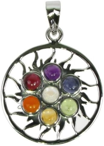 Chakra Blazing Sun Pendant, 18" chain, Sterling Silver, Zilver Designs SP1869