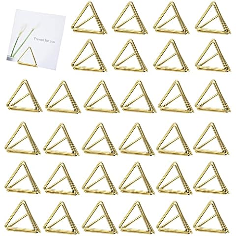 MUMIAO 40 Pack Place Card Holders - Table Number Holder Stands Wedding Seating Labels Placecard Clips | Name Setting Place Card Holders | Photo Picture Cards Display Stand for Party (Gold) Cover