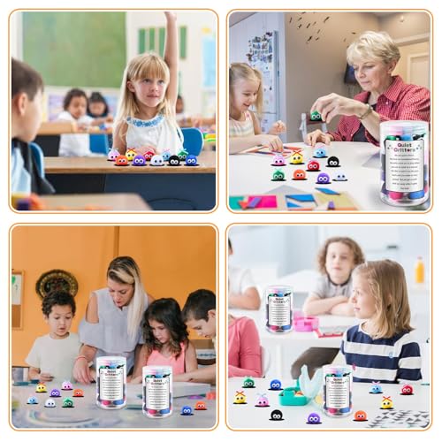 50 Pcs 1Inch Multicolor Pom Poms Critters with Plastic Jar Quiet Critters Classroom Management, Behavior Classroom Management, Homeschooling, Educational and Learning Activities for Kids (Pom Poms) - Image 7