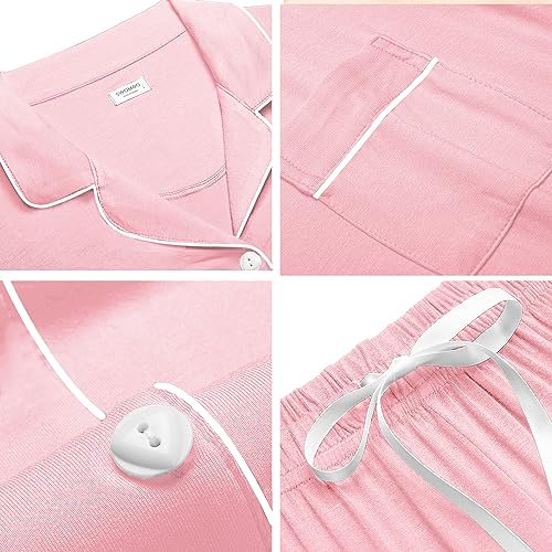 Image of SWOMOG Womens Button Down Pajamas Set Short Sleeve Sleepwear Bride Soft Pj Lounge Sets XS-3XL