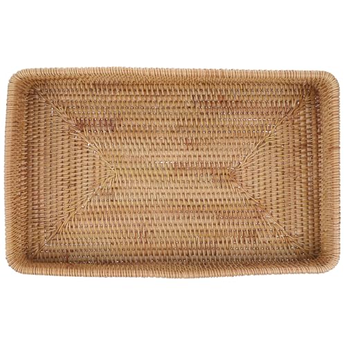 Bandeja rectangular de ratán decorativa con diseño boho chic 2