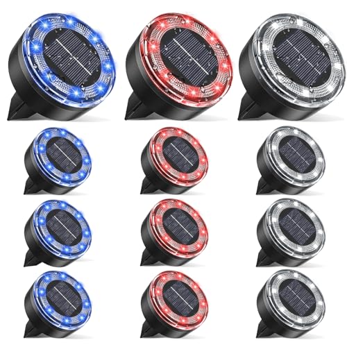 vighep Mini Solar Ground Lights, 12 Pack Solar Lights Outdoor