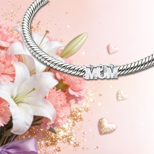 Image of Mom Family Charms Bead for Bracelets and Necklaces Jewelry Charm for Women Valentine Mother's Day