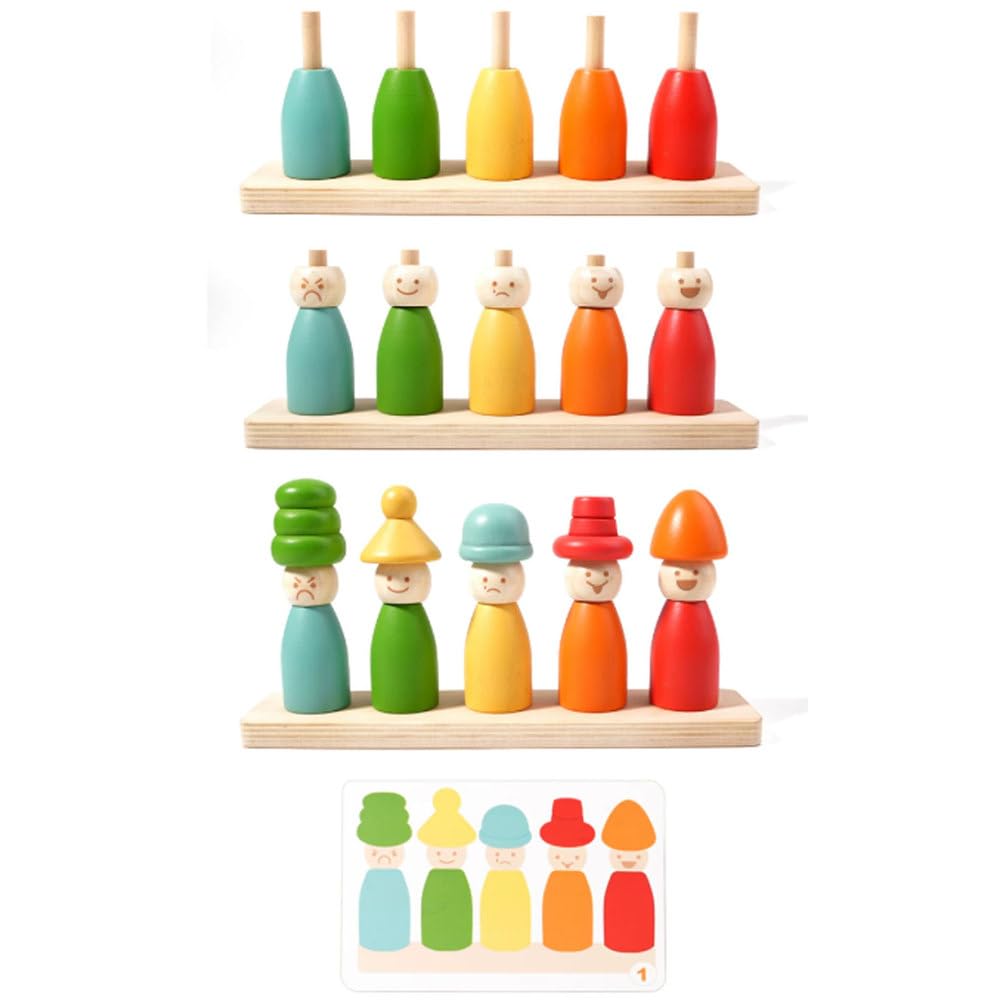 Juego de Apilamiento y Correspondencia con Muñecas de Madera Montessori