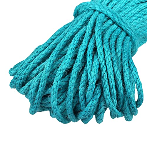 Uiopa Cuerda de Yute 5mm x 10m Cordel Yute Natural Cuerda Cañamo 4 Capas de Cuerda Yute Gruesa, SOGA Gruesa para Decoración de Jardín, Rascador para Gatos, Colgar Fotos, Jardinería (Azul Claro) Cover
