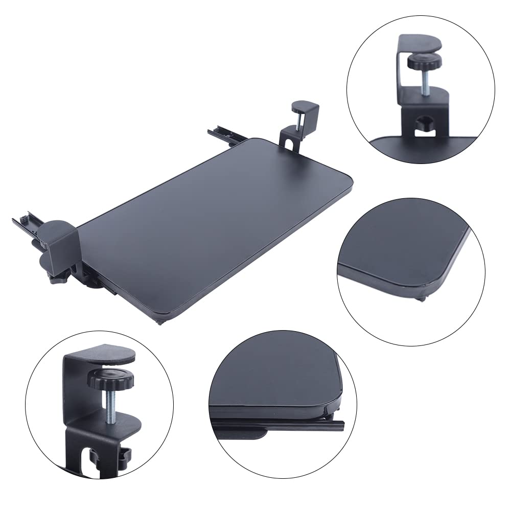 Tastaturablage, Schublade Unter Schreibtisch mit Stabilem C-Klemme, Ausziehbare Plattform Computer Tastaturablage, Schiebbarer Tastaturständer, 520x250mm