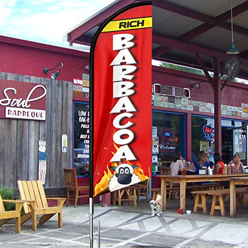Drapeau Barbacoa 3,3m pour attirer les clients devant votre restaurant sans vent