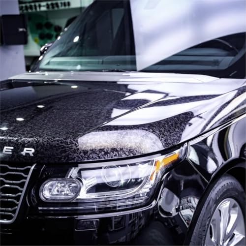 Image of LZLRUN Gloss Forged Carbon Fiber Self Adhesive Vinyl Wrap Film for Car Moto (Gloss Black, 1ft x 3.5ft)