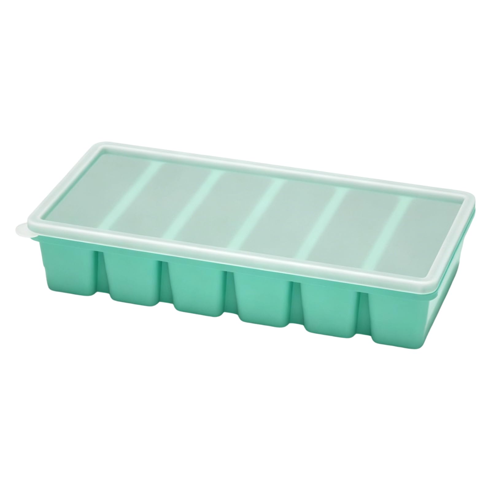 TQUXNGA 6 Cavity Long Ice Cubes Molds Soft Silicone Flexible Freezers Tray with Lid for Easy Removal Freezing Soup Sauces Broth Kitchen Freezers Tray
