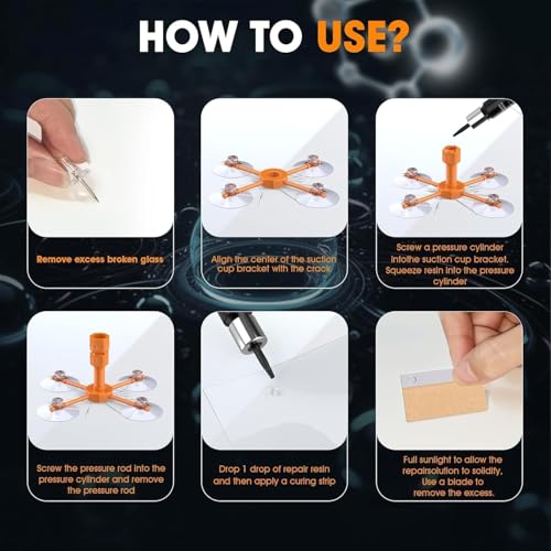 Image of Windshield Repair Kit, Quick-Fix Car Windshield Crack Repair Kit, Universal Glass Crack Repair Resin with Suction Cup for Fixing Car Chips Scratches Cracks & Bulls-Eye 2 Pack