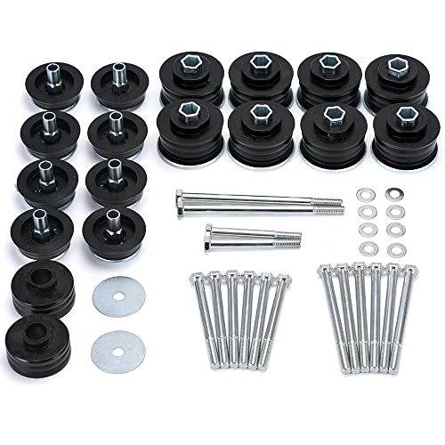 PQY Body Mount Bushings Kit KF04060BK Compatible with Ford F250 F350 Super Duty 2008-2016 2WD 4WD Polyurethane Body Cab Mounts & Steel Sleeves & Hardware (black)