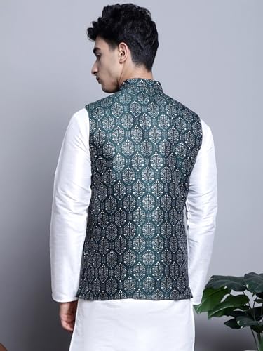 Image of Maple Clothing Men's Nehru Jacket Indian Traditional Vest Brocade Waistcoat Bandhgala Festive Wedding Outfit