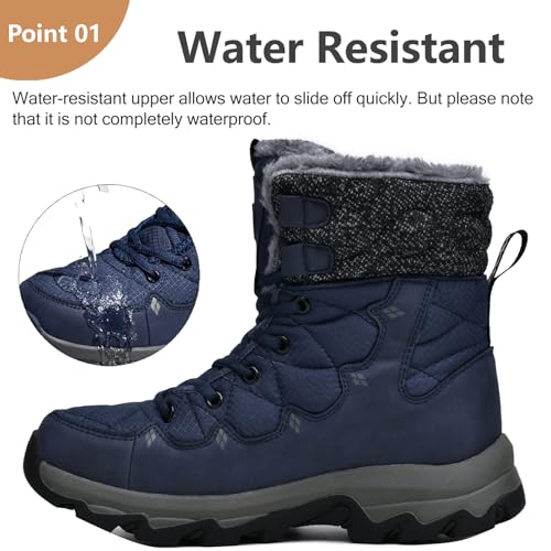 TRAILBLITZ Men's Winter Snow Boots Water Resistant Anti-Slip Warm Outdoor Lightweight Comfortable Durable 7.1 IN Height Hiking Shoes (10 Men, Blue)