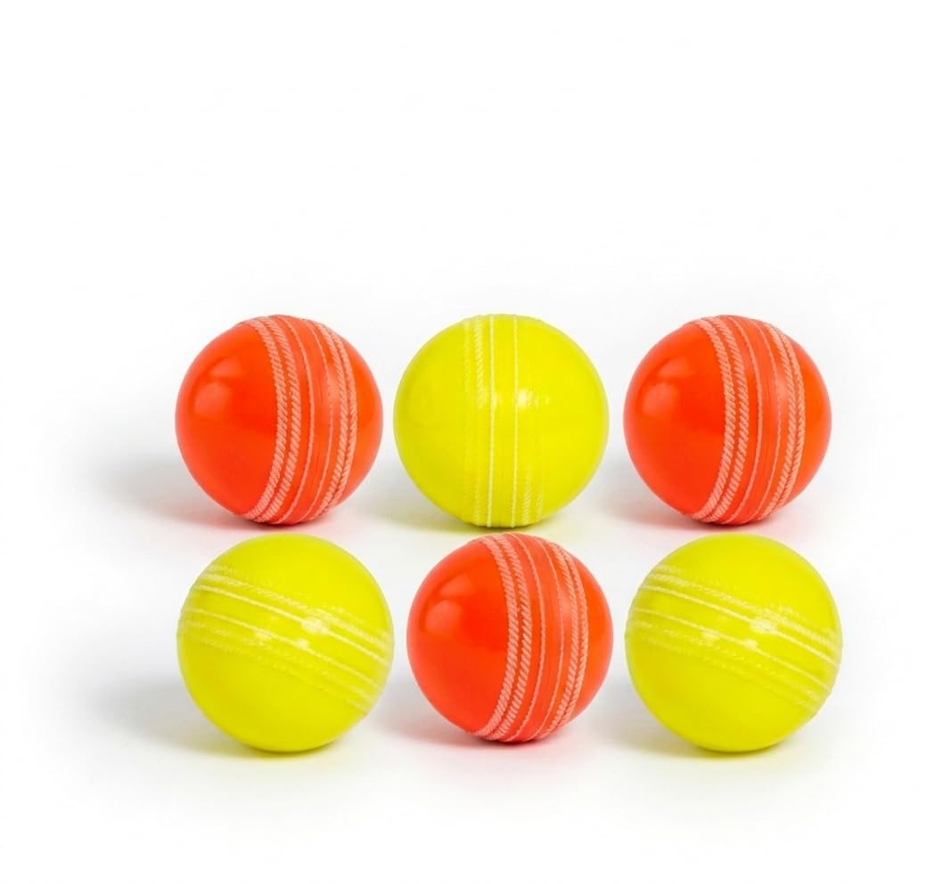 Wind Ball Cricket Balls, Orange and Yellow, Pack of 6 | Plastic Wind Ball, Indoor & Outdoor Use, Seam Stitching Design, Lightweight Practice Ball, Kids & Adults-image-34