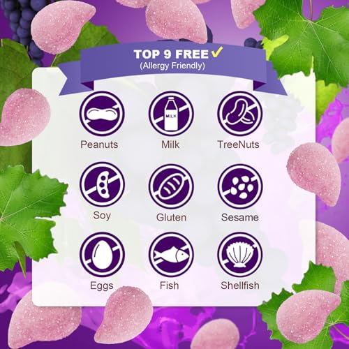 Image of Soft & Chewy Candies 7 Packs, Marshmallows Gummies Candy Bulk, Grape Flavor | Sweet & Sour Chews Candy Gummy Net 350g, Fruit Flavors, Major Allergy Friendly, Individually Wrapped Fruity Snack Packs