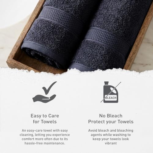 Image of MYTRIDENT Hand Towel | Urban Comfort | Quick Drying | Travel Friendly | for Men /Women | 2 Pc Hand Towel (40 cm x 60 cm) | 100% Cotton 450 GSM - Black