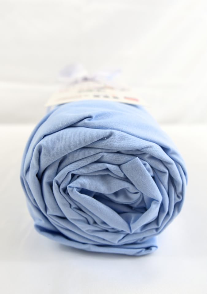Sábana bajera ajustable de algodón azul claro de 140x200 para colchón de 30cm 3