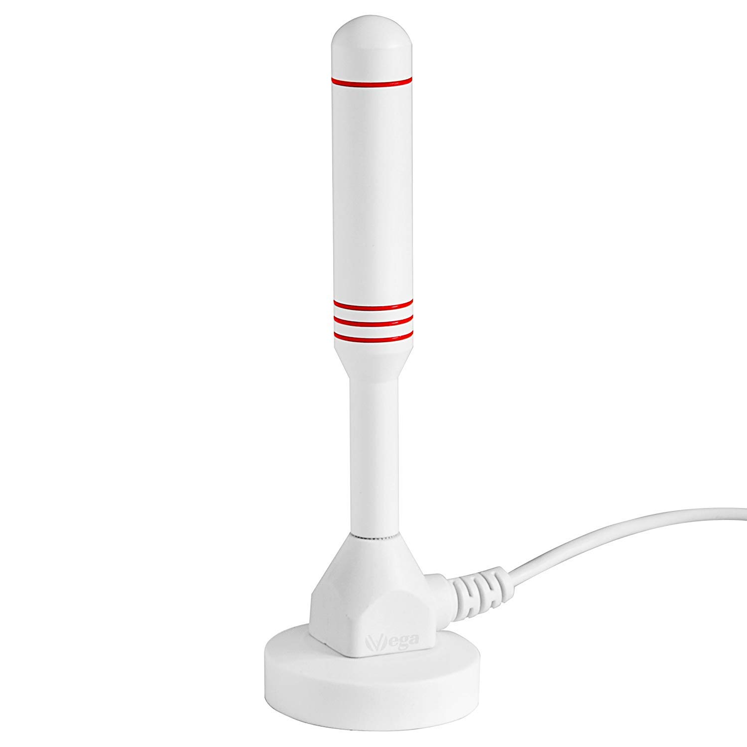 VSG® DVB-T2 HD antena i aktywny wzmacniacz 30DBi / 30DBi Power-Plus / AVK20-Smart / aluminiowa antena prętowa / DVB-T2 i DVBT2-HD / podstawa magnetyczna i kabel 3 m / do wszystkich urządzeń DVB-T2 / biały