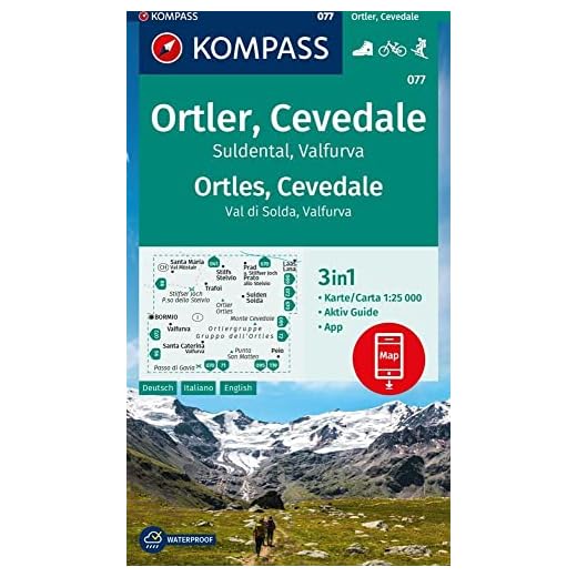 KOMPASS Wanderkarte 077 Ortler, Cevedale, Suldental, Valfurva 1:25000: 3in1 Wanderkarte mit Aktiv Guide inklusive Karte zur offline Verwendung in der ... Skitouren. (KOMPASS-Wanderkarten, Band 77)
