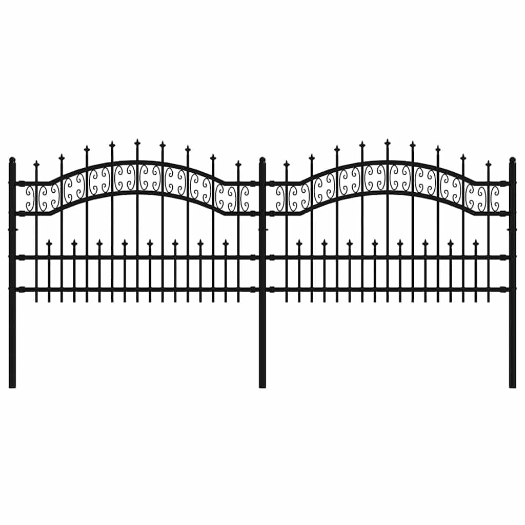 Garden Fence Kampen with Spear Top Black 240x75 cm Steel Powder Coated Metal Panel for Property Boundary Security Decorative Outdoor Barrier