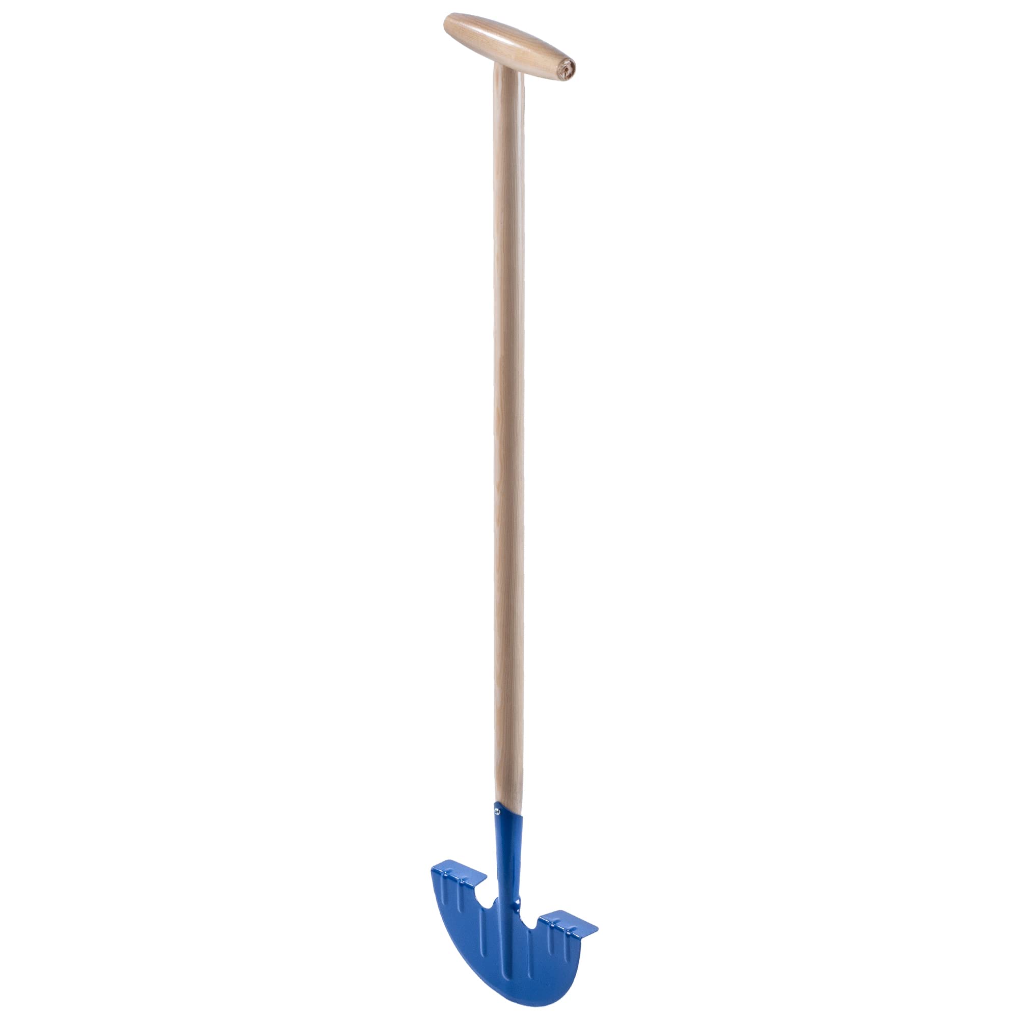 KADAX Coupe-Bordures en Acier avec Poignée en T pour Gazon, Couteau Efficace, Long Manche en Bois (Demi-Lune, Bleu)