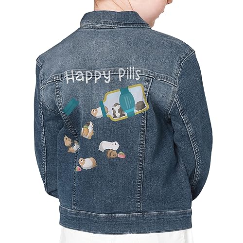 Happy Pills Kids' Denim Jacket - Guinea Pig Lover Gift - Guinea Pig Print Apparel