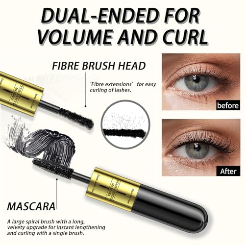 2-In-1 Smudge Proof Mascara With Essence Black Waterproof & Fibre Mascara Multifarious Effects-Mascara For Sensitive Eyes-Lash Princess Mascara-Sky High Mascara-Black Mascara Long Lashes-4D 5D Mascara - Image 3