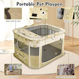 Portable Foldable Pet Playpen for Dogs and Cats Collapsible Puppy Play Pen Durable Kitten Tent Travel Doggy Crates Kennel Camping Animal Playground Indoor Outdoor(S)