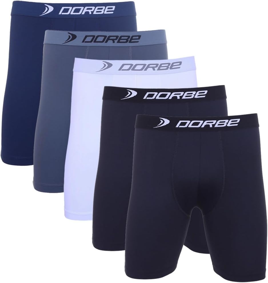 Kit 5 Cuecas Long Leg Poliamida Dorbe Não Enrola Original Masculina Cueca Longa Microfibra Boxer Box Masculino Ciclista Adulto Comprida