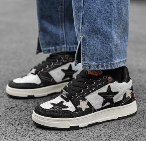 ​Women's Y2K Star Shoes，Chunky Platform Walking Sneakers for Casual Sports, Cute Lace-Up Comfort Design US 5-7.54