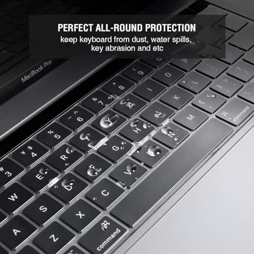 Image of EooCoo Keyboard Cover Skin Protector Compatible for MacBook Pro 13 inch 2022-2020 M2 M1 A2338 A2289 A2251&Applicable Only MacBook Pro 16 inch A2141 2019 Release with Touch Bar&Retina Display-TPU Clear