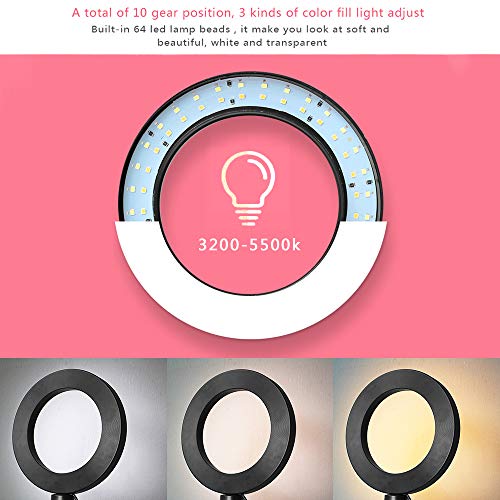 Andoer DC5V 5W 64 LED Light Round Selfie Camera Lamp com tripé telescópico 145 MM de diâmetro Largur