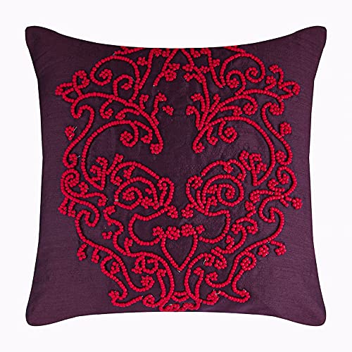 The HomeCentric Handmade Purple Toss Pillow Covers 16x16 inch (40x40 cm), Silk Decorative Pillowcase, Damask, Modern Cushion CoverÂ Couch - Royal Fables