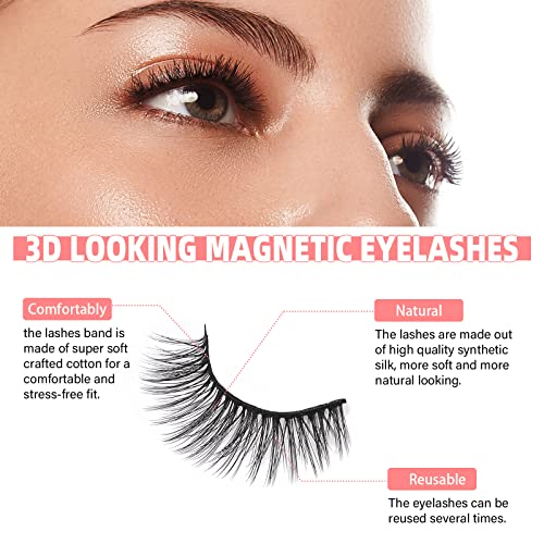 Canvalite Invisible Magnetic Eyelashes Natural Look 15Mm, Long Magnetic Eyelashes With Eyeliner Kit Waterproof And Long Lasting, Lightweight Magnetic False Lashes Easy To Use 10 Pairs(2 Styles), Me01 #TOP3