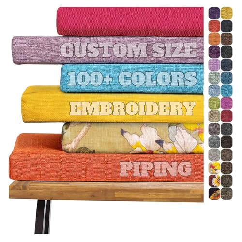FAJOME Custom Size Bench Cushion, Custom Bench Cushions for Indoor/Outdoor Furniture, 75D High Density Window Bench Cushion, Removable Cover, Piping Design, for Entryway Dining Room Breakfast Nook