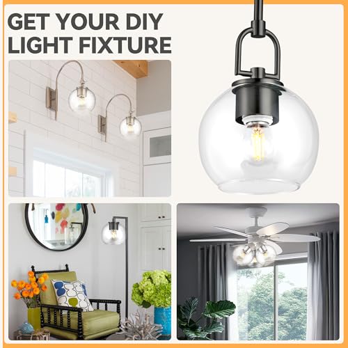 Image of 3 Pack Clear Glass Shade Replacements, 1.65 in Fitter 5.1 in Height 5.9 in Diameter Globe Glass Lamp Shade Covers for Light Fixtures, Lampshades for Chandelier Pendant Lights Wall Sconces