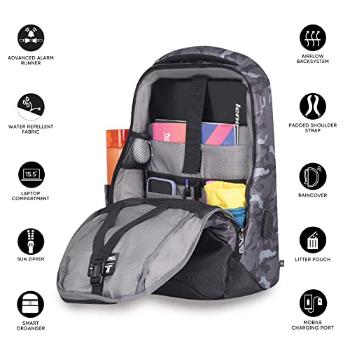 Image of Arctic Fox Alarm Zipper System | Anti-Theft Backpack with USB Charging Port | 15.5 Inch Laptop Bag (Camo Black)